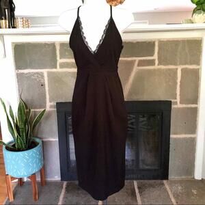 OH MY LOVE London Plunge Midi Little Black Dress XS